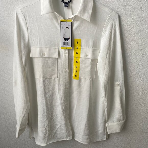 HILARY RADLEY women Ivory Button Up Collared Shirt Long Sleeve Lightweight - Picture 5 of 12